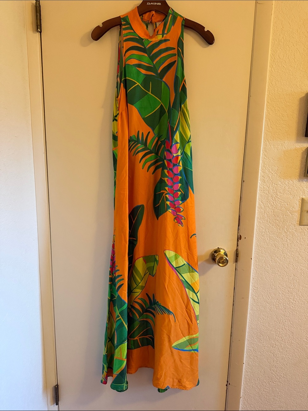 Farm Rio x Anthropologie halter maxi dress | orange & green tropical | Small - Picture 2 of 4